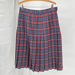 Vintage Wool Plaid Pleated Tartan Skirt Size 16 Edinburgh Made In Scotland Lined